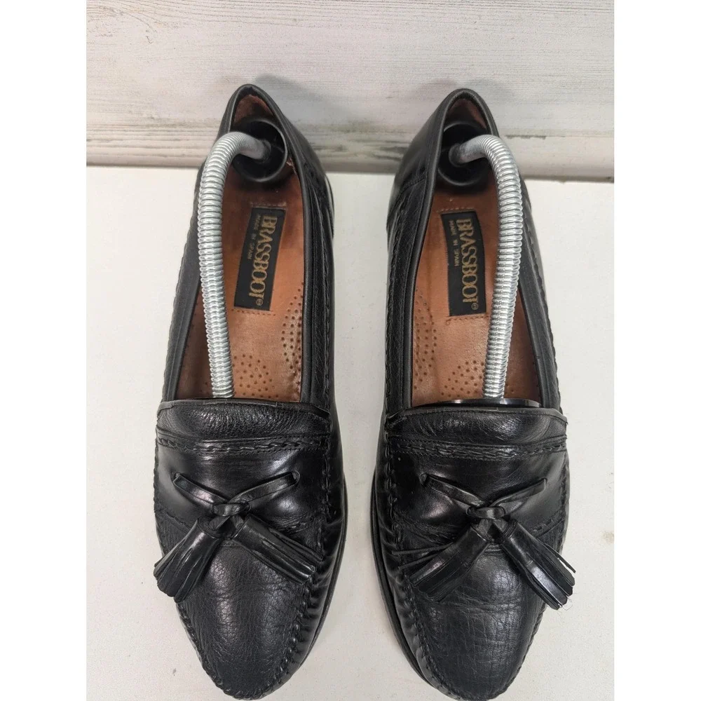 Brassboot Oxford Shoes Mens Size 9 Black Leather Tassel Slip On‎ Dress Spain